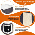 Loyareal Cat Houses for Indoor Cats - Large Cat Bed Cave with Scratch Pad and Fluffy Ball, Foldable Cat Condo Hideaway with Reversible Cushion for Multi Small Pet, Dark Grey