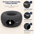 Felt Cat Tunnel for Large Indoor Cats, 24" x 24" x 12" Peekaboo Cave Bed