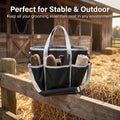Horse Grooming Tote Bag with 6 Pockets & Drawstring Closure, Portable Grooming Bag for Horses, Waterproof Tack Bag with 