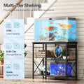 HOOBRO Fish Tank Stand with Power Outlet and LED Light, Aquarium Stand