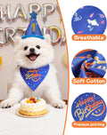 JZXOIVA Dog Birthday Party Supplies with Paw Print Kits, Dog Birthday Bandana Set, Cat Boy Girl Party Hat with Numbers for Large Medium Small Dogs, Adjustable Pet Anniversary Outfit, Blue