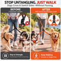 No Tangle Double Dog Leash: 95% Fewer Stops to Untangle for Walking 2 Dogs