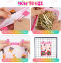 3 Pack Rabbit Hay Feeder Bag, 2-Hole Hanging Hay Dispenser for Small Pets