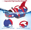 Malier Dog Life Jacket, High Buoyancy Shark Swimsuit, Ripstop American Flag, Medium, Red & Dark Blue
