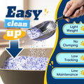 LMJP Crystal Cat Litter with Powerful Odor Control, Non-Clumping, Lasts Up to 4 Months, 17.2lb, Rapid Water Absorption, Unscented & Low Tracking Lightweight Blue & White Silica, 4 Pack of 4.3lb