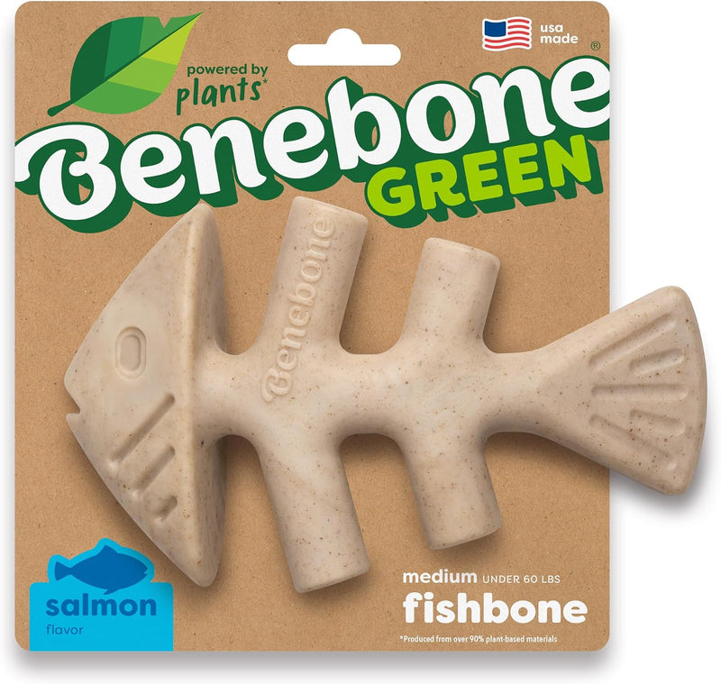 Benebone Plant-Based Fishbone Toy for Modest Chewers, Real Salmon