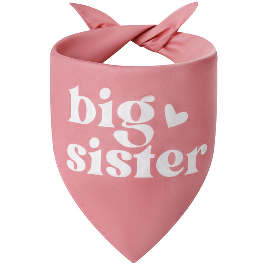 Agroon Big Sister Dog Bandana Pink Large 1PCS, Adjustable Triangle Scarf, Pregnancy Announecment, New Baby for Family.