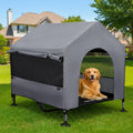 Pawmmo 42" Dog House Outdoor Indoor with Breathable Mesh Windows, 2-in-1 Outside Dog House Elevated Dog Bed Cot Dog Tent Shade Shelter, Easy to Assemble & Clean (42 INCH)