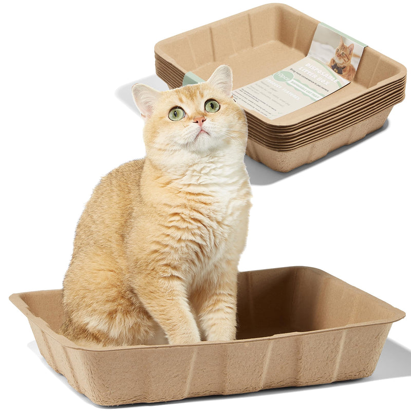 Vealind Disposable Litter Boxes for Cats Cardboard Cat Litter Trays Cat Travel Toilet Litter Pan Liners Kitty and Small Animals Leakproof Litter Box (5 Pack)