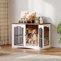 HOOBRO 31.5" Wooden Dog Crate Furniture, Heavy Duty Dog Kennel Indoor with 3 Doors, Dog Cage for Small/Medium/Large Dogs