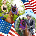 Frienda 4 Pcs 4th of July Horse Fly Mask with Ears 250th Anniversary Horse Face Covering Elasticity Smooth Comfortable M