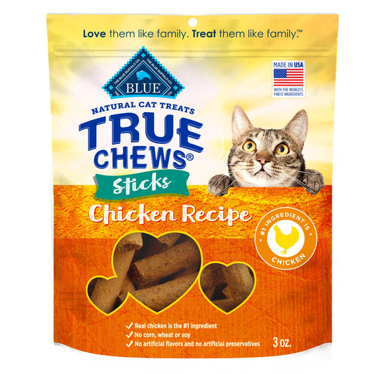 Blue Buffalo True Chews Sticks Natural Cat Treats, Chicken Recipe, Meaty & Savory Treats Made in The USA, 3-oz Bag