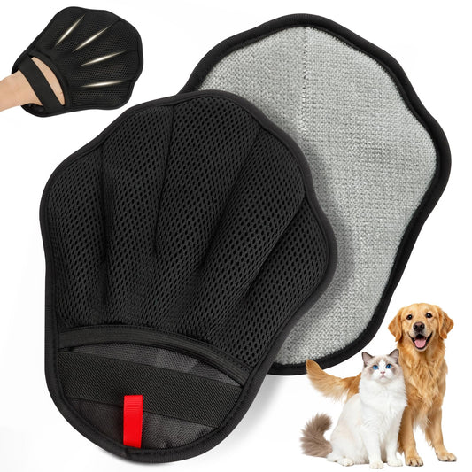 Palirs Pet Hair Removal Glove, Electrostatic Pet Hair Remover Glove for Cats & Dogs, Pet Hair Remover Tool for Laundry, Couch, Carpet, Car Seat - Upgraded Five-Finger, Reusable, Black+Black