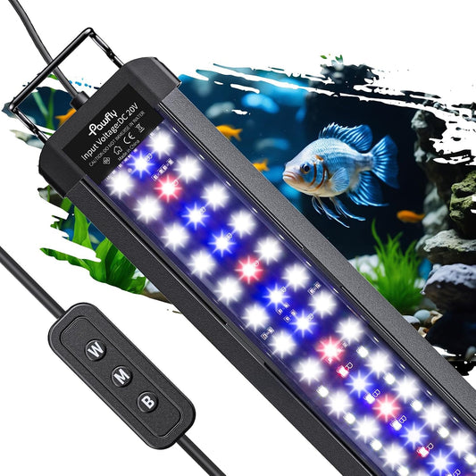 Pawfly 11W Aquarium LED Light for 12 to 18 Inch Fish Tanks Extendable Fish Tank Light with Full Spectrum Brilliant White
