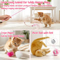 MALLMALL6 10Pcs Cat Toy Set Interactive Cat Toys Pack Including Feather Teaser Wand Cat Springs Mice Crinkle Balls and Pet Bell Balls, Puzzle Toys for Indoor Cats Gift (Pink)