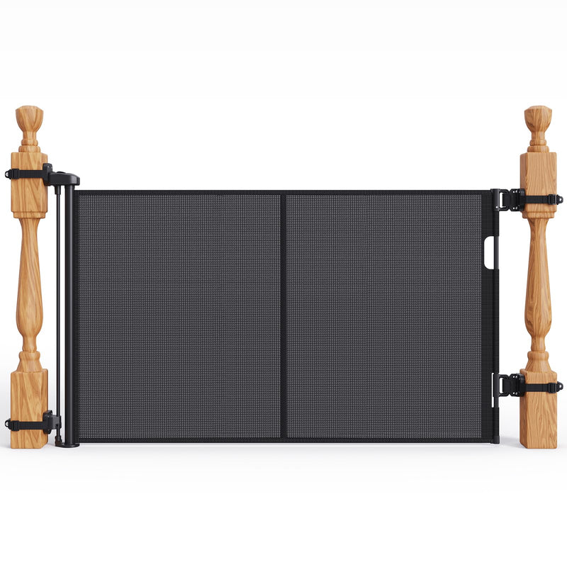 Upgraded Retractable Baby Gates for Stairs & Banister, Mesh Dog Gate Indoor, Extends to 55