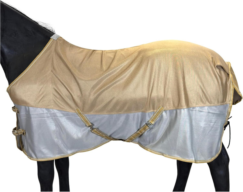 BARN & STABLE Breathable and UV Protective Tear-Resistant Mesh Horse Fly Sheet Comfy Equine Summer Sheet with Removable 