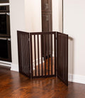 INTERNET'S BEST Dog Gate Indoor Freestanding Pet Barrier, Folding Wood Dog Fence, Extra Wide Doorway Puppy Gate, Indoor 