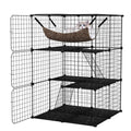 PETSITE 3-Tier Cat Cages Indoor, Metal Wire Cat Enclosure with Extra Large Hammock, 2 Ladders, and 4 Lockable Doors, Detachable Indoor Cat Catio Kennel for 1-3 Cats Kitten, Anti-toppling Kits Included