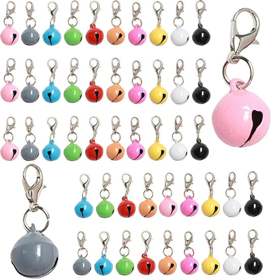 Jaczora 50 PACK Pet Bells for Cat Dog, Round Bell with Loud Crisp Sound Multicolor Cat Dog Collar Charm Pet Pendant Accessories Jingle Bell for Christmas Decoration