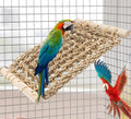 OOXYG Bird Ladder Perch for Cage, Conure Seagrass Ladder Bridge Exercise Stands, Natural Hand-Woven Net Amazon Parrot Climbing Chewing Hammock, Cage Accessories for Lovebird Conure Budgie Parakeet