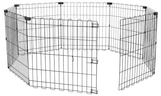 Amazon Basics Foldable Octagonal Metal Exercise Dog Playpen, Indoor/Outdoor Pet Fence, No Door, 8 Panels, Extra Small, 24 x 24 Inches, Black