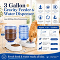 Automatic Dog Feeder and Water Dispenser Set for Large Dogs, 3 Gallon Gravity Dog Cat Food and Water Dispenser Set with Pet Food Bowl,Large Pet Food Water Dispenser Station