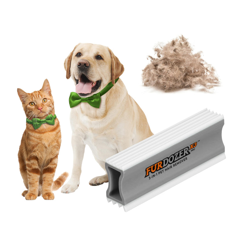 FurDozer Pet Hair Remover & Auto Detailing Tools - Cat & Dog Hair Remover for Carpets, Car Interiors, Couches, Bedding, & Pet Furniture (Gray, X3 PRO - 5