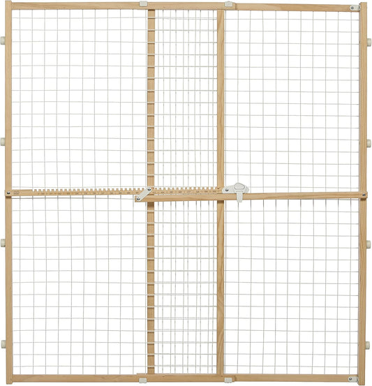 MidWest Homes for Pets Wire Mesh Pet Safety Gate, Dog Gate Expands From 29 - 50 Inches Wide, 44 Inches Tall, Wood, Powde