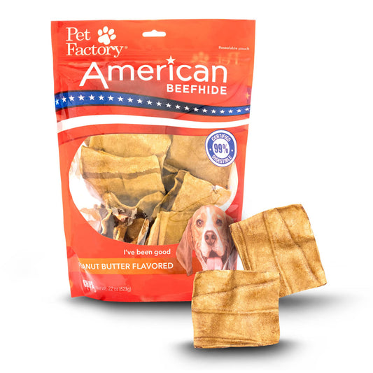 Pet Factory American Beefhide Chips Dog Chew Treats - Peanut Butter Flavor, 22 oz