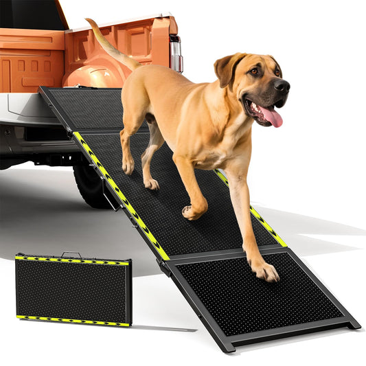 74'' L & 20'' W Longest Dog Ramp for Car - Extra Wide Portable Pet Dog Ramps for Large Dogs, Dogs Cars Ramp for Car SUV/Truck/RV/Bed, Lightweight Ramps with Non-Slip Mesh Up to 250LBS, Black