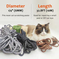 XRzitky Natural Sisal Rope for Cat Scratcher, 1/4 Inch 32FT Sisal Rope for Cat Scratching Post Repair Replacement, Multi Color Cat Scratch Tree Rope Replacement, Solid Black
