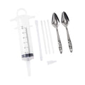 60ML Baby Bird Parrot Feeding Tubes, Liquid Medicine Feeder Push-Tube Pet Cat Dog Feeder with 2 Pcs Stainless Steel Metal Feeding Spoon