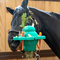 Clover - Horse Toy Ball - Green Treat Puzzle, Hang from Stalls & Paddocks, Fill Ring w/Carrots-Hay-Treats, Durable Rubbe