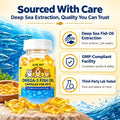 GJYC PET Fish Oil for Dogs & Cats – Deep Sea Omega-3 EPA & DHA for Skin & Coat Health – Daily Wellness Supplement with Vitamins A, D3 & E – 60 Softgels