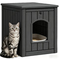 GULAIMOAO Cat Litter Box Enclosure, Multi-Functional Enclosed Cat Litter Box Furniture, Outdoor Cat House Weatherproof, Openable Front Door & Raised Floor, Easy to Clean & Assemble, Black