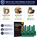 Flea and Tick for Cats, Topical Flea Drops for Cat 9lb+, 6 Pack
