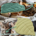 Romaneco Leaf Shaped Self-Warming Cat Bed Mat – 26"x20" Flannel & Cotton Pet Pad, Warm Pet Cat Mat for Indoor, Soft Kitten Cushion & Puppy Mattress (Green)