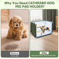 CATHRABO Dog Pee Pad Holder with High Walls,Waterproof Puppy Litter Box,Foldable Indoor Dog Potty,No Spill Pet Toilet for Small/Medium Puppy, Easy Clean,Army Green (24"x17.7"x17.7")