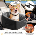 KANGREST Dog Car Seat for Small Dogs Up to 30 Lbs, Pet Travel Safety Bed for Puppy Cat, Fits in Front/Back Seat, Anti Slip Base, Fully Detachable Washable with 2 Safety Tether(Grey-Black)