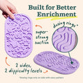 WOOF FlipMat Mini- Easy-to-Clean Lick Mat for Small Dogs & Travel - Slow Feeder Mat with Double-Sided-Non-Slip Design - BPA-Free Silicone - Lick Mat - Interactive Dog Toys - Lavender