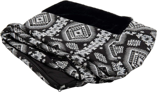 Furhaven Replacement Dog Bed Cover Plush & Southwest Kilim Décor Sofa-Style, Machine Washable - Black Medallion, Jumbo P