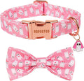 ADOGGYGO Pink Halloween Dog Collar Girl, Ghost Bow Dog Bow Tie Collar L