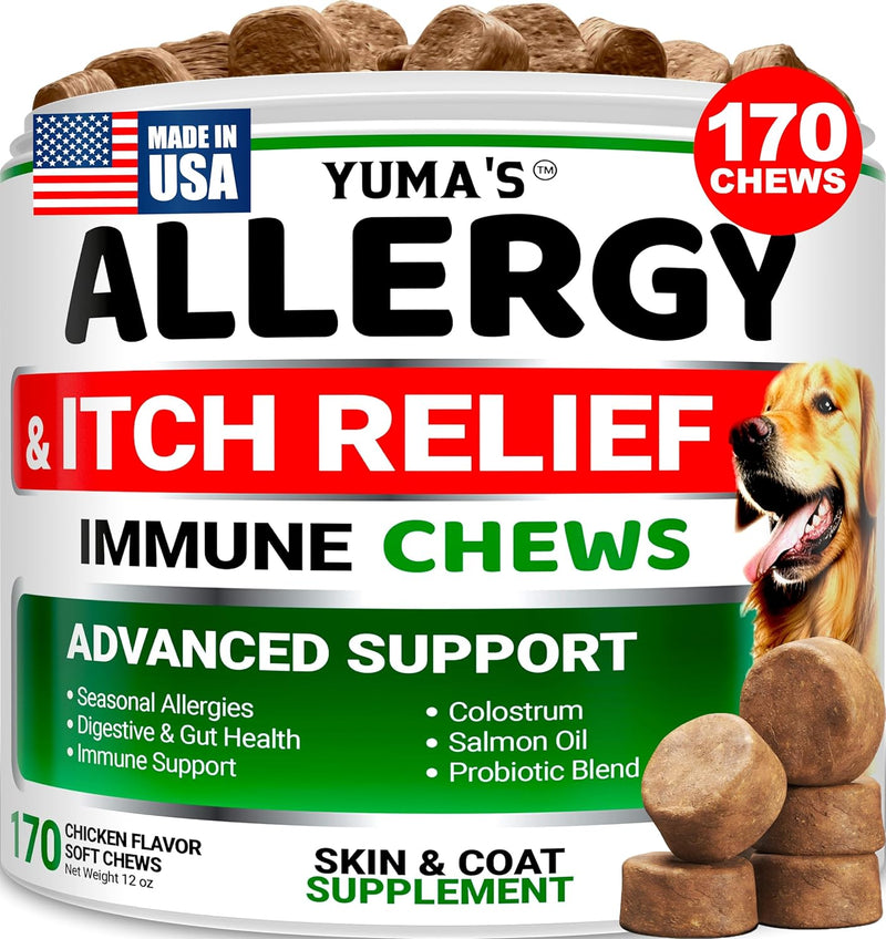 Dog Allergy Relief Chews - 170 Treats, Itchy Skin and Seasonal Itch Support