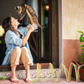 TEASIK 2-Pack Large Cat Tunnel Beds - Indoor & Outdoor,Kitten Collapsible Spring Tunnel Toy with Feather and Bell,Interactive Spring Toys for Cats & Kittens（Yellow and Blue）