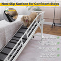 Dog Ramp for Bed or Couch, Wooden Pet Ramp with 20° Gentle Slope, Removable Side Rails, Non-Slip Surface, Top Platform &