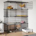 Oneluck Large Cat Cage with Litter Box, 4-Tier DIY Enclosures Detachable Metal Wire Kennel Indoor Crate Large Exercise Place Ideal for 1-2 Cats (41.3" L x 17.8" W x 55.1" H)
