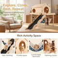 Guinea Pig Hideout Wooden Hamster Castle with Stair Hammock House