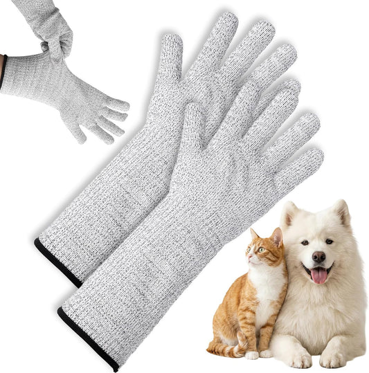 Pet Handling Gloves - Extra Long Cat Grooming Arm Sleeves, Anti-Scratch Arm Protection Sleeves for Handling Aggressive C