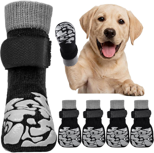 Kuoser Non-Slip Dog Socks for Hardwood Floors, Paw Protector to Prevent Licking, Double-Side Grippers Dog Boot for Hot P